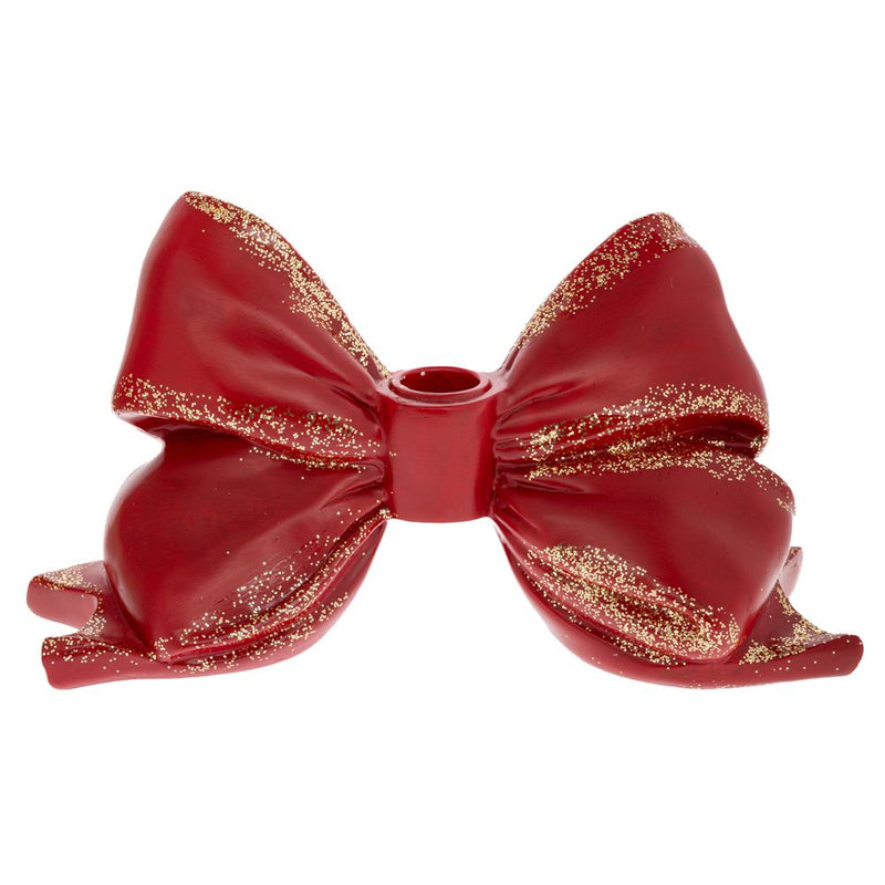 Portacandela natalizio fiocco rosso in poliresina 24 cm Iliadis