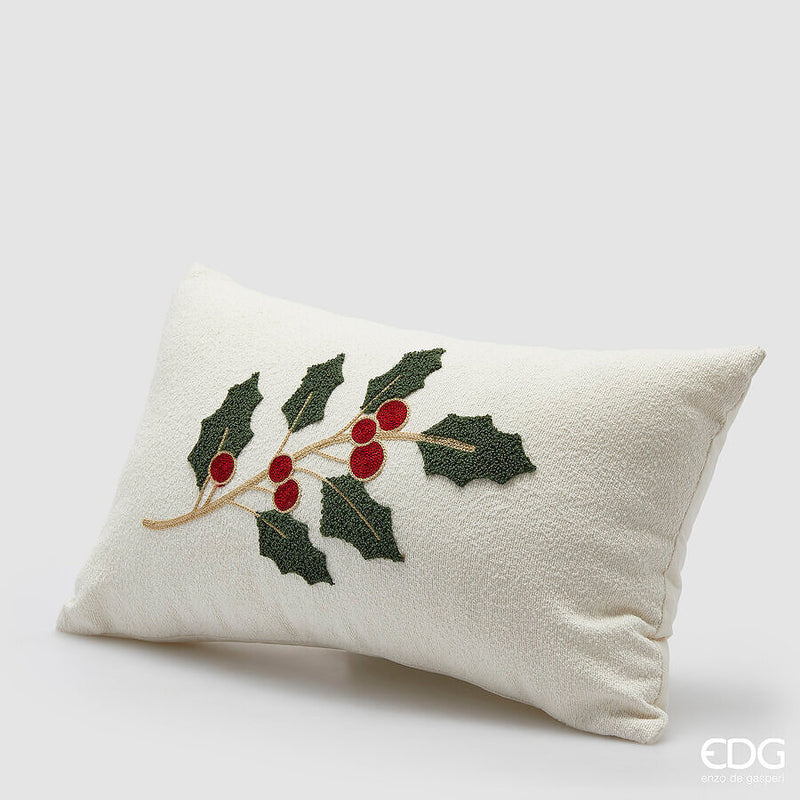 Cuscino natalizio Agrifoglio bianco 50 x 30 cm EDG - Bianco