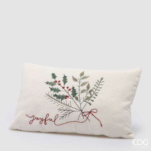 Cuscino natalizio Agrifoglio bianco e verde 50 x 30 cm EDG - Bianco e verde