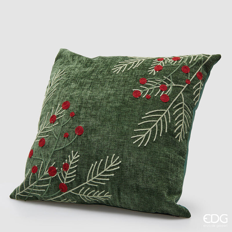 Cuscino natalizio Bacche verde scuro 45 x 45 cm EDG - Verde scuro