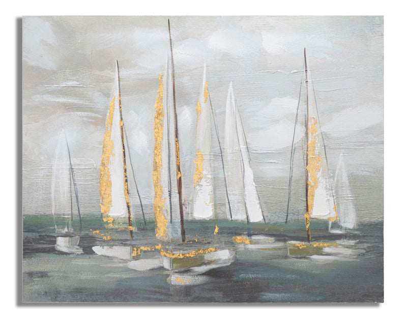 Mauro Ferretti Dipinto su Tela Gold Boat 100 x 2,8 x 80 cm