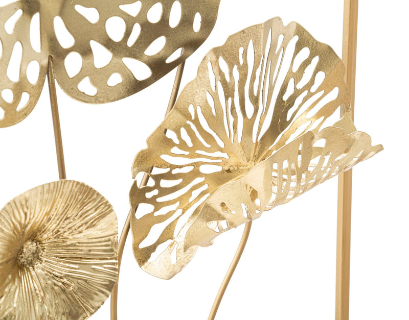 Mauro Ferretti Pannello in Ferro Gold Flowers 50 x 5 x 50 cm