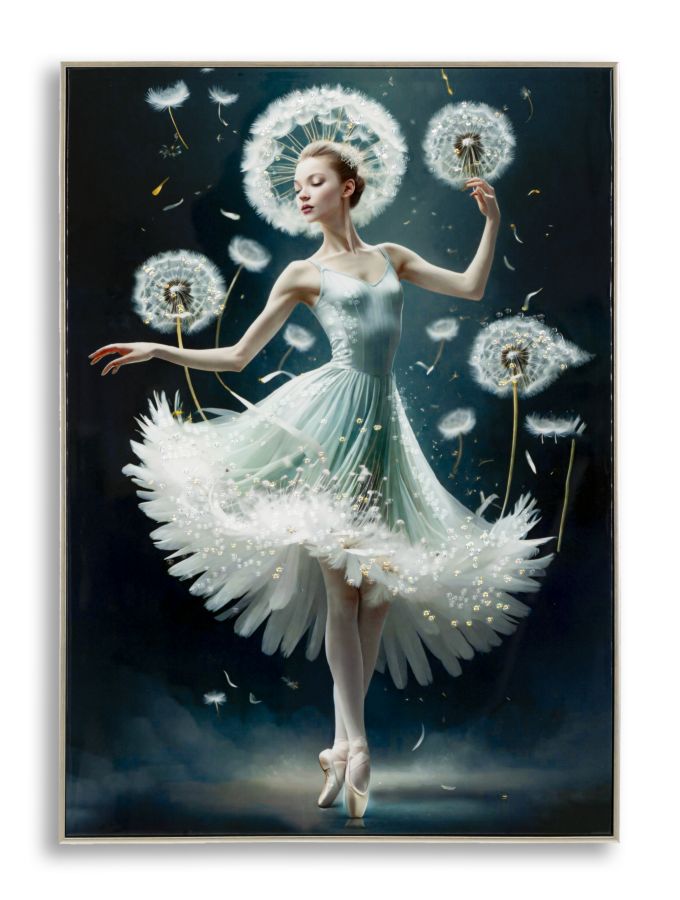 Dipinto su tela laccato dancing c/cornice -b- cm 72x4x102
