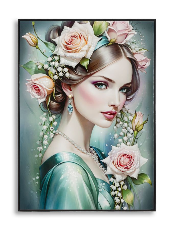 Dipinto su tela laccato fantasy c/cornice -a- cm 72x4x102
