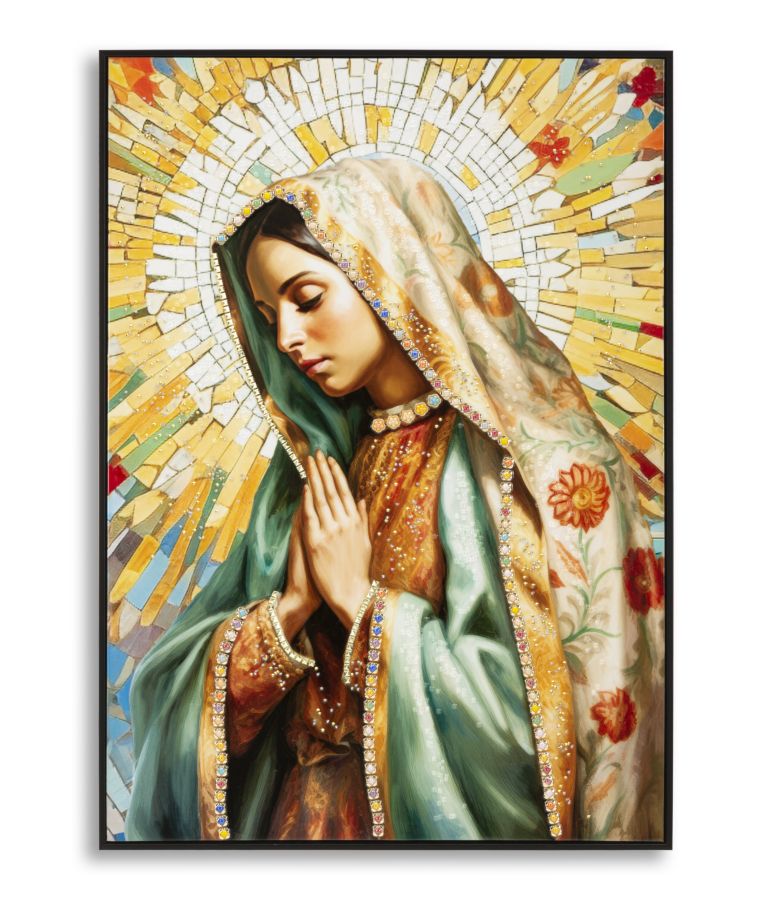 Dipinto su tela laccato madonna -a- c/cornice cm 72x4x102
