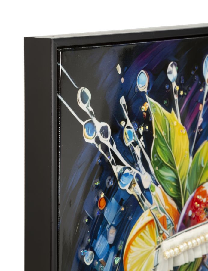 Mauro Ferretti Stampa Decorata su Tela Laccata con Cornice Cocktail -b- 62 x 3,5 x 92 cm