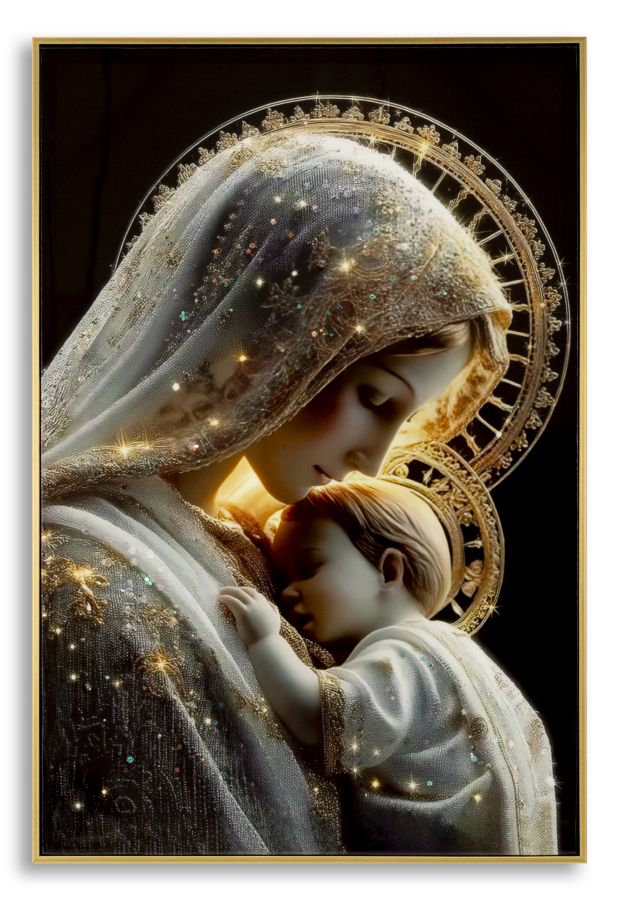 Stampa decorata su tela laccata c/cornice maternity -c- cm 60x3,5x90