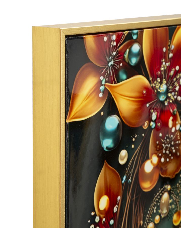 Stampa decorata su tela laccata c/cornice butterly -a- cm 70x4x100