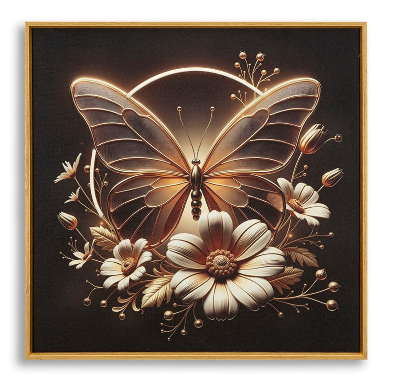 Stampa c/LED su tela laccata c/cornice butterfly cm 50x4x50 alimentazione usb