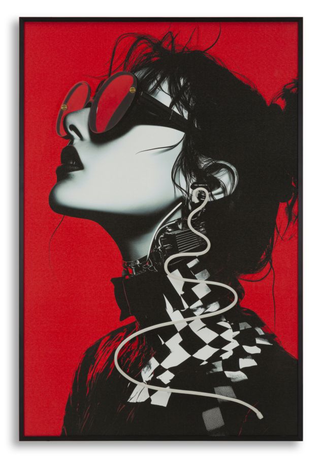 Stampa c/LED su tela psyco -b- cm 60x3,5x90 (applicazione 3d acrilico)
