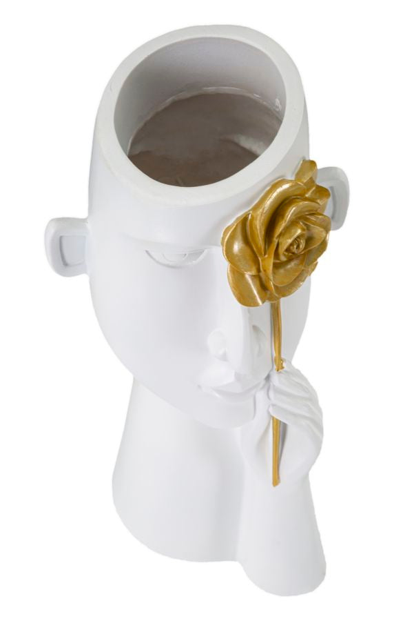 Mauro Ferretti Vaso Face con Fiore 14 x 13 x 27 cm