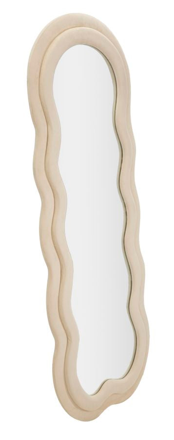 Mauro Ferretti Specchio da Muro Miki Velluto Crema 60 x 4 x 160 cm (misura Specchio 39 x 135)