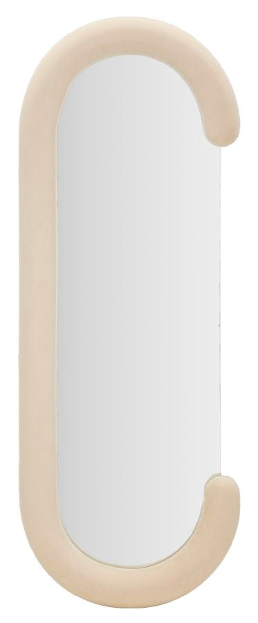 Mauro Ferretti Specchio da Muro Chantal Velluto Crema 60 x 7 x 160 cm (misura Specchio 45 x 140)