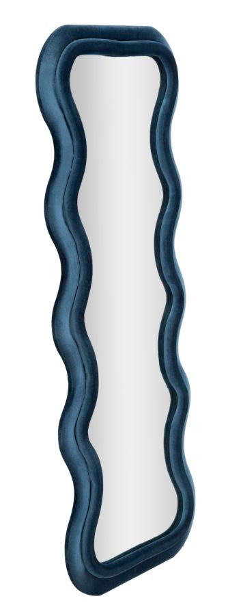 Mauro Ferretti Specchio da Muro Emily Velluto Blu 60 x 6 x 160 cm (misura Specchio 42 x 144)