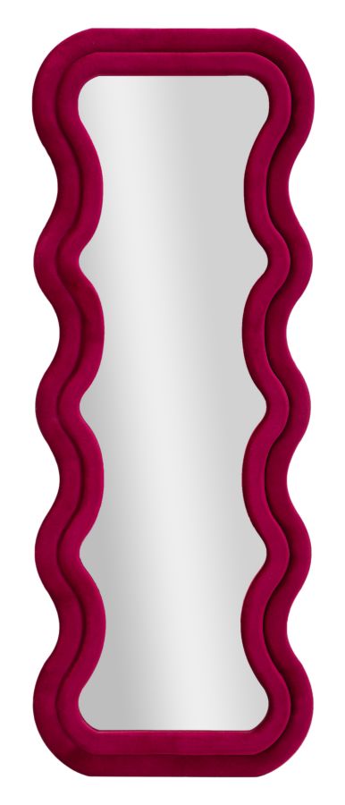 Specchio da muro emily velluto fuxia cm 60x6x160 (misura specchio cm 42x144)
