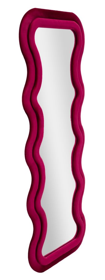 Specchio da muro emily velluto fuxia cm 60x6x160 (misura specchio cm 42x144)