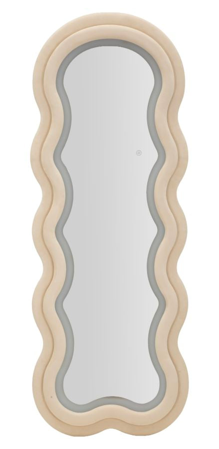Specchio da muro LED miki velluto crema cm 60x4x160 (misura specchio cm 39x135)