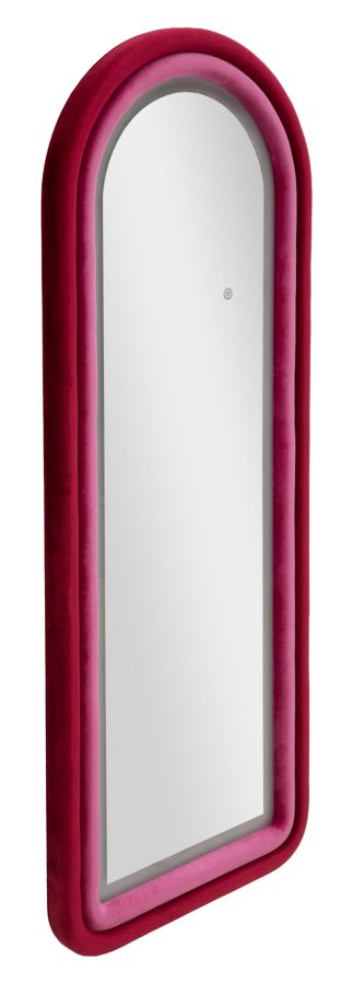 Specchio da muro LED cloe velluto fucsia cm 60x4x160 (misura specchio cm 45x145)