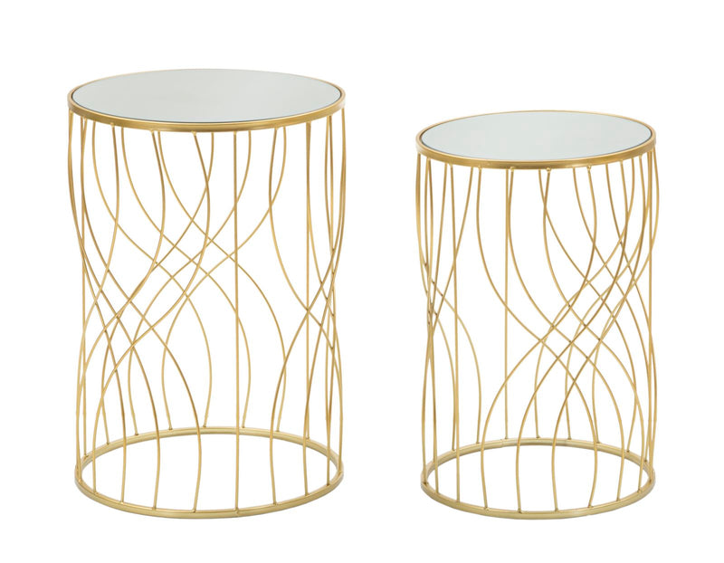 Mauro Ferretti Tavolinetti Ligne Coppia Ø 38 x 55-33 x 50 cm