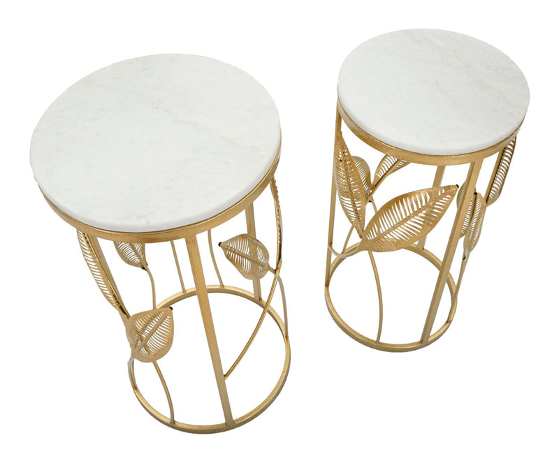 Mauro Ferretti Tavolinetti Leaf Coppia Ø 35 x 65,5-30 x 60,5 cm