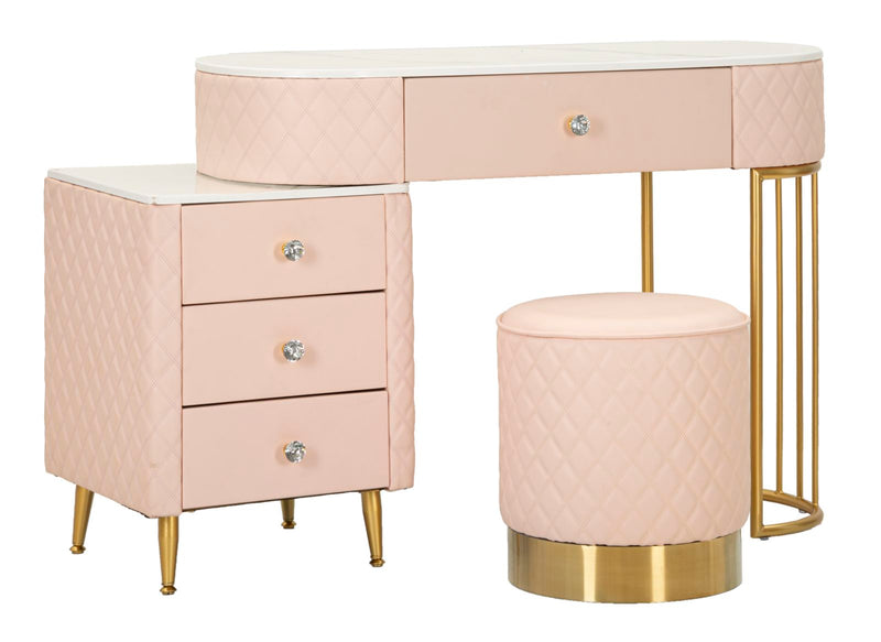Toeletta sharon rosa c/puff cm 120x40x75 (misura puff ø36x39)