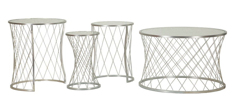 Tavolinetti noah silver set 4 pz cm ø 70x45-47x54,5-36x50-28x45