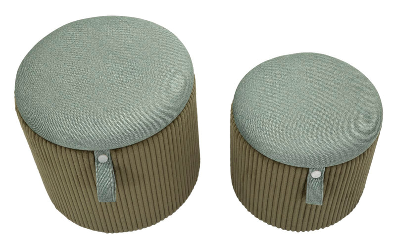Puff c/contenitore bolzano verde set 2 pz cm ø 38x38-32x28