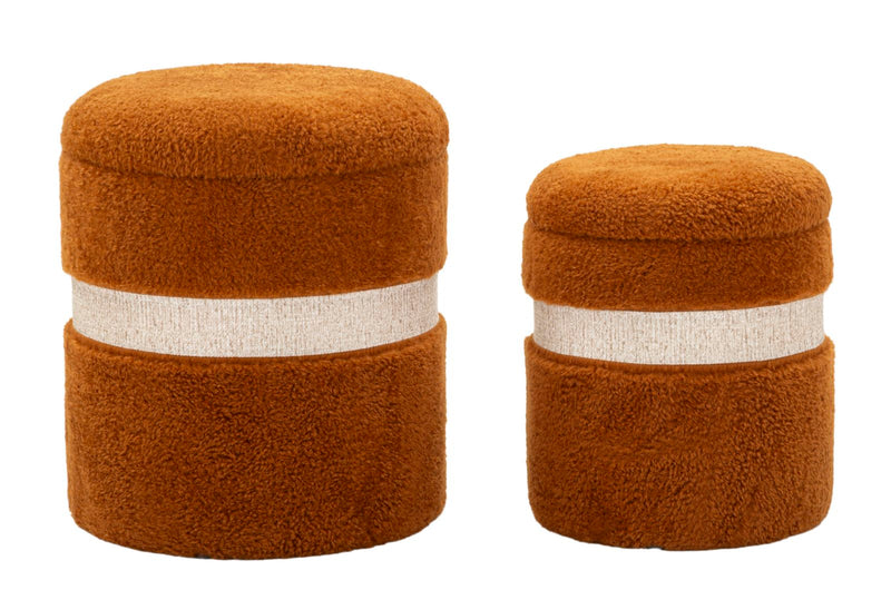 Puff c/contenitore saint-moritz marrone set 2 pz cm ø 40x47-32x38