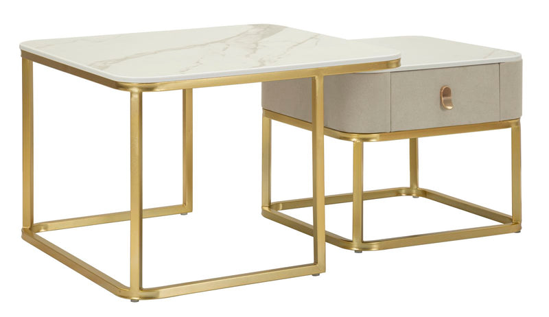 Tavoli da caffe' beauty coppia cm 70x70x48-50x50x43,5