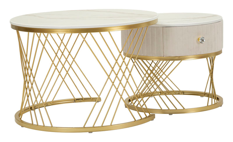 Tavoli da caffe' votix coppia cm ø 70x48-50x43,5