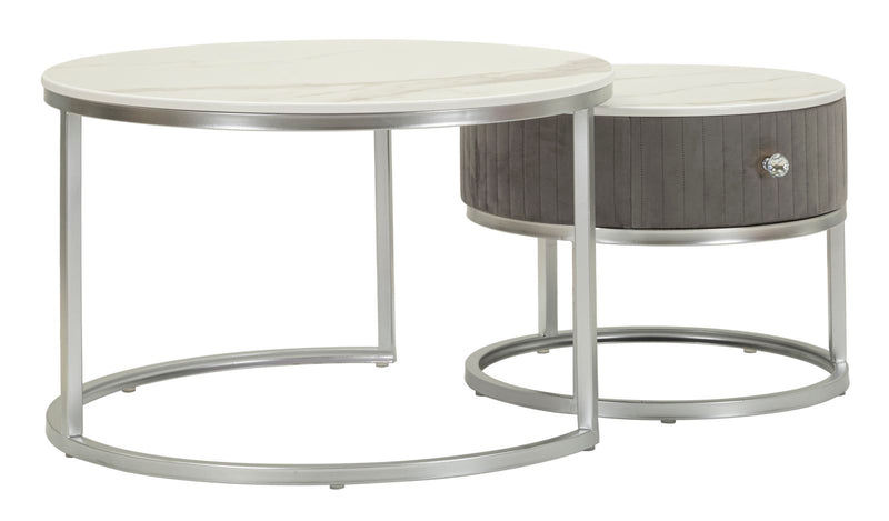 Tavoli da caffe' greys coppia cm ø 70x45-50x40