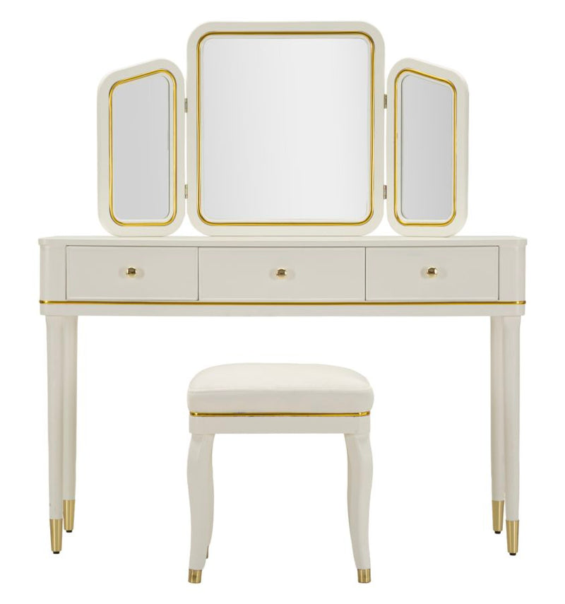 Toletta camille con specchio e sgabello bianca cm 120x37x79-104x2,5x56-44x34x48