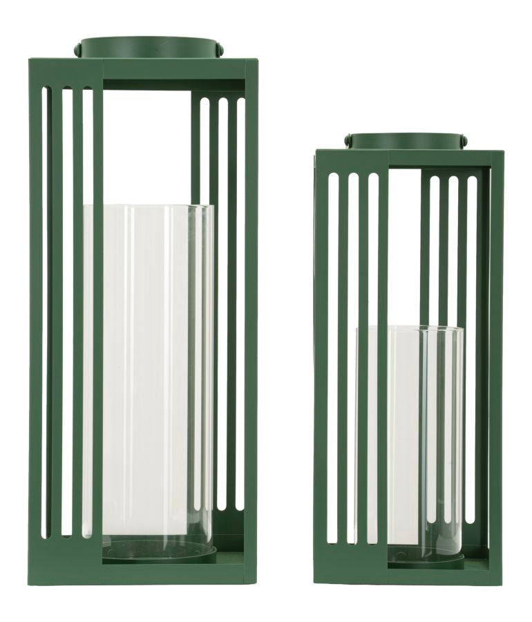 Lanterne linee coppia cm 18,3x18,3x43,5-15x15x36,5 (vetro temperato)