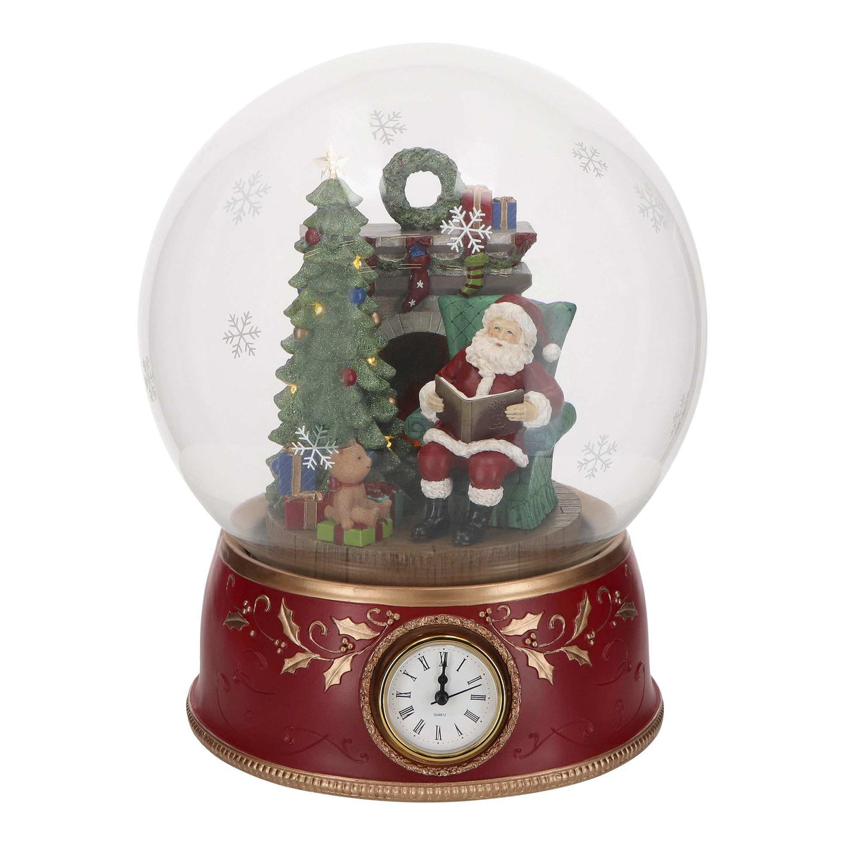Babbo Natale in globo con orologio e LED Timstor