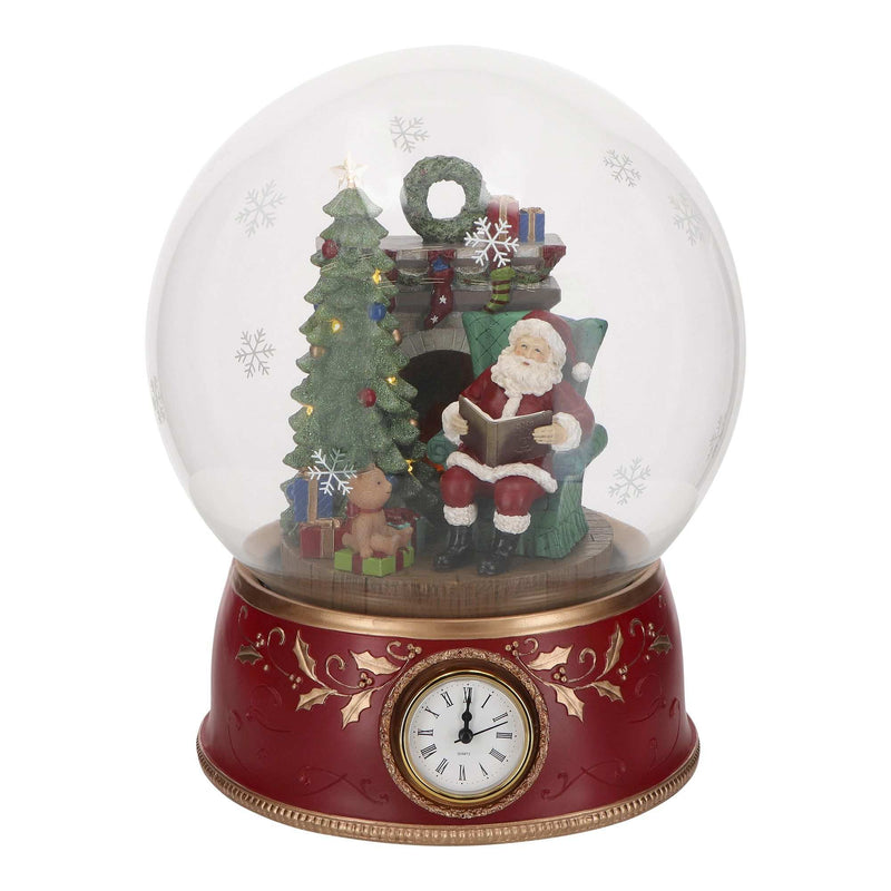 Babbo Natale in globo con orologio e LED Timstor