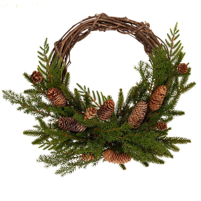 Ghirlanda verde di salice con pigne 45 cm Iliadis