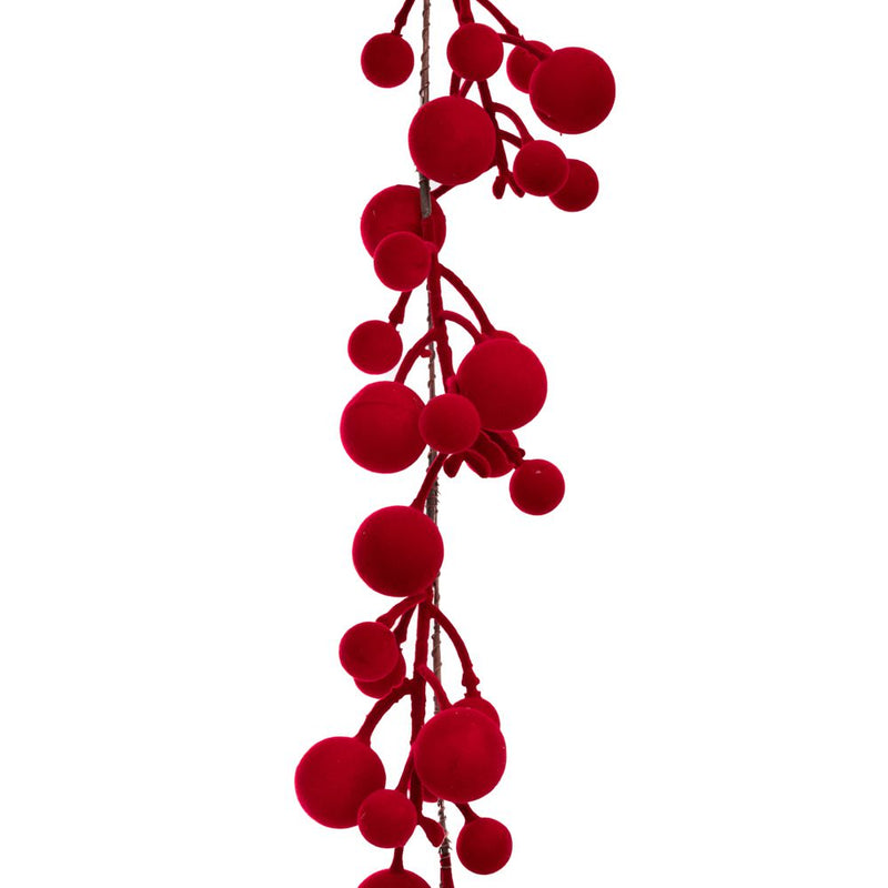Ghirlanda pendente in velluto con bacche rosse 180 cm Iliadis