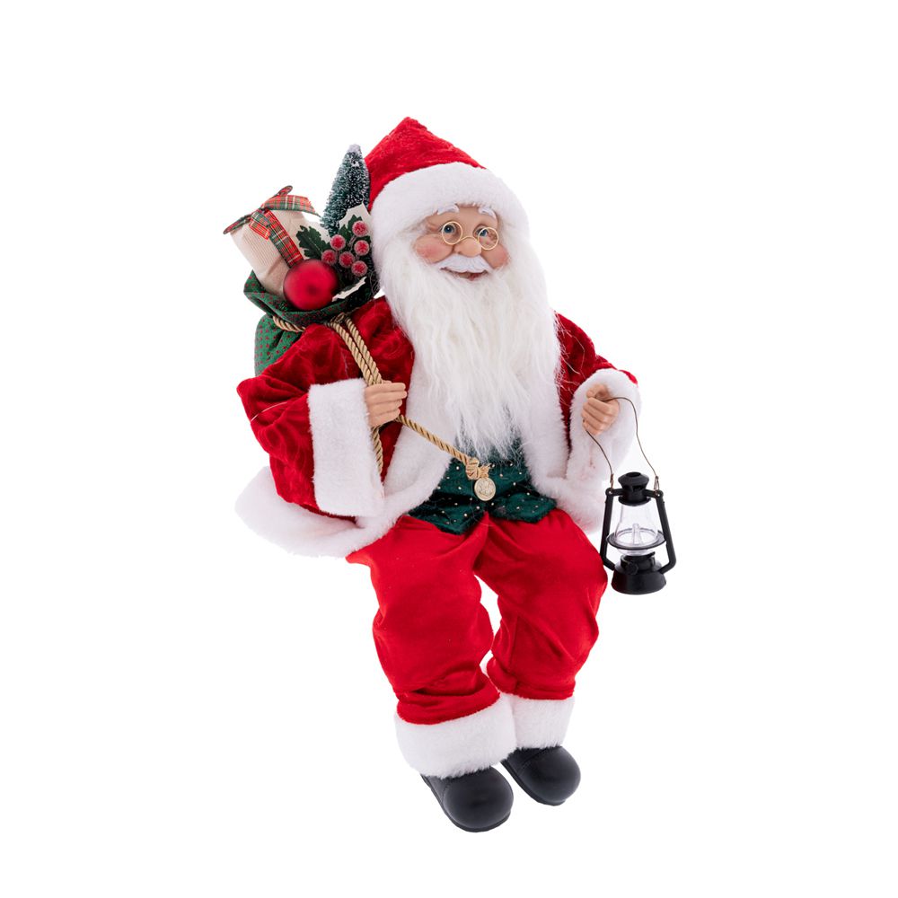 Babbo Natale in poliresina con lanterna dorata 40 cm Iliadis