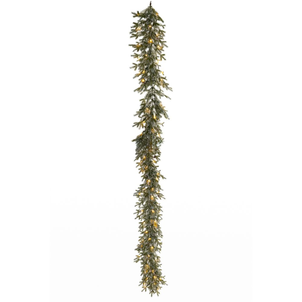 Ghirlanda brinata 270 cm con pigne e 80 LED bianco caldo Iliadis - dettaglio 2