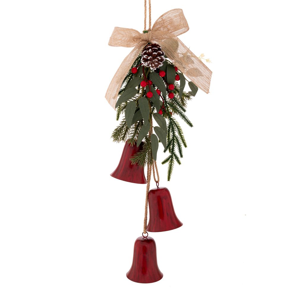 Decorazione natalizia con tre campane rosse 60 cm Iliadis