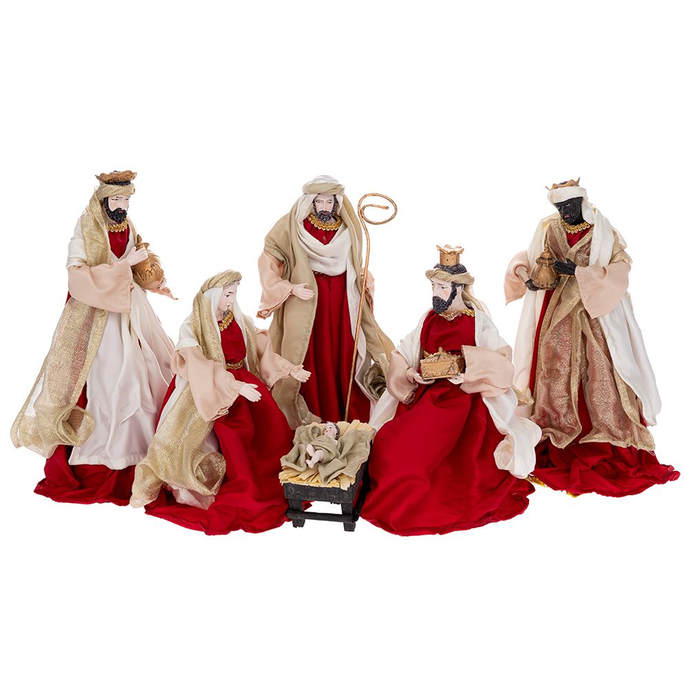 Presepe in resina rosso set 6 figure 30 cm Iliadis