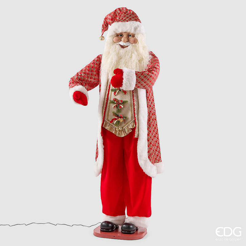 Babbo Natale telescopico con musica e movimento 183 cm EDG - Bianco e rosso