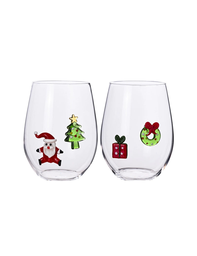 Brandani Bicchiere W il Natale Set 2 pz – Decoro Babbo Natale
