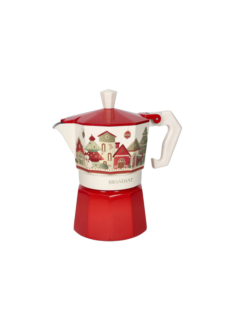 Brandani Caffettiera Villaggio in Festa Rossa 3 Tazze