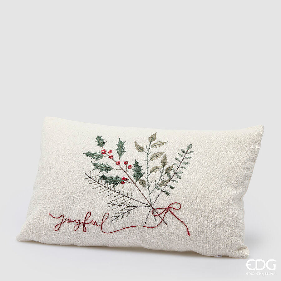 Cuscino natalizio Agrifoglio bianco e verde 50 x 30 cm EDG - Bianco e verde