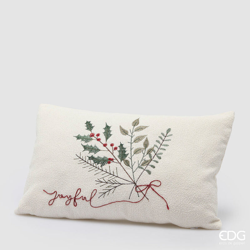 Cuscino natalizio Agrifoglio bianco e verde 50 x 30 cm EDG - Bianco e verde