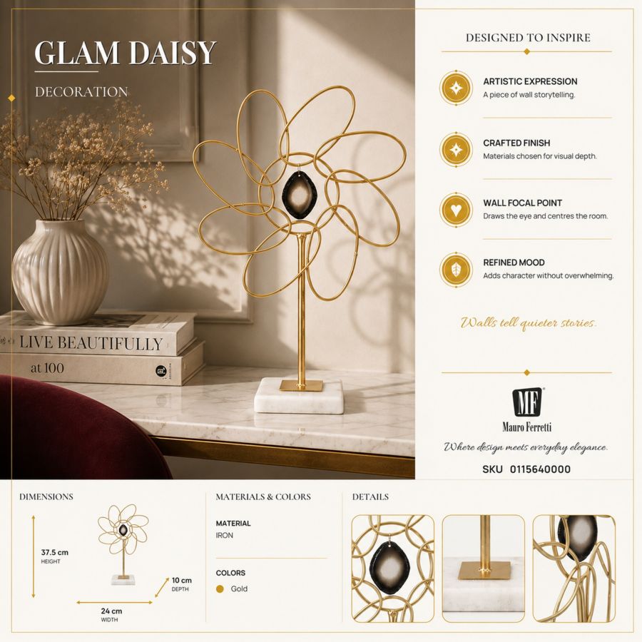 Mauro Ferretti Decorazione Glam Daisy 24 x 10 x 37,5 cm