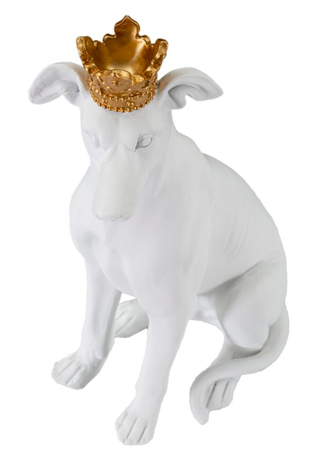 Mauro Ferretti Cane con Corona Bianco 20 x 12,5 x 33 cm