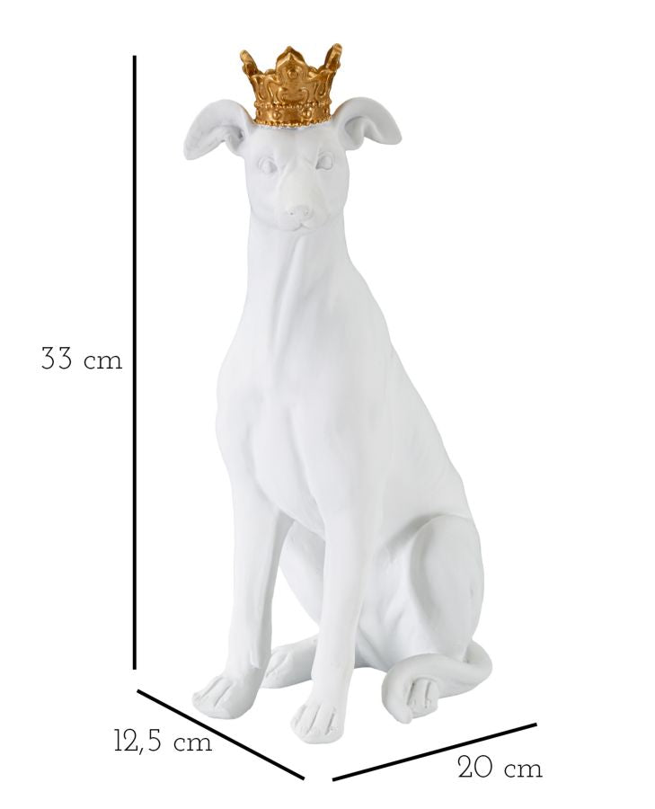 Mauro Ferretti Cane con Corona Bianco 20 x 12,5 x 33 cm