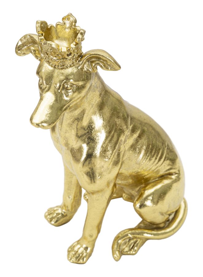 Mauro Ferretti Cane con Corona Oro 20 x 12,5 x 33 cm